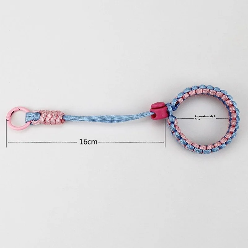 S-91 Hand Wrist Strap Braided Polyester Anti-Loss Adjustable Phone Lanyard - Orange+Baby Blue