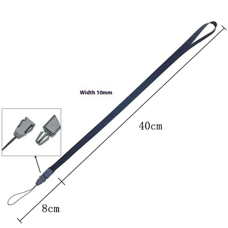 40cm Phone Lanyard Polyester Neck Strap Hanging Rope for ID Badge Holder - Black
