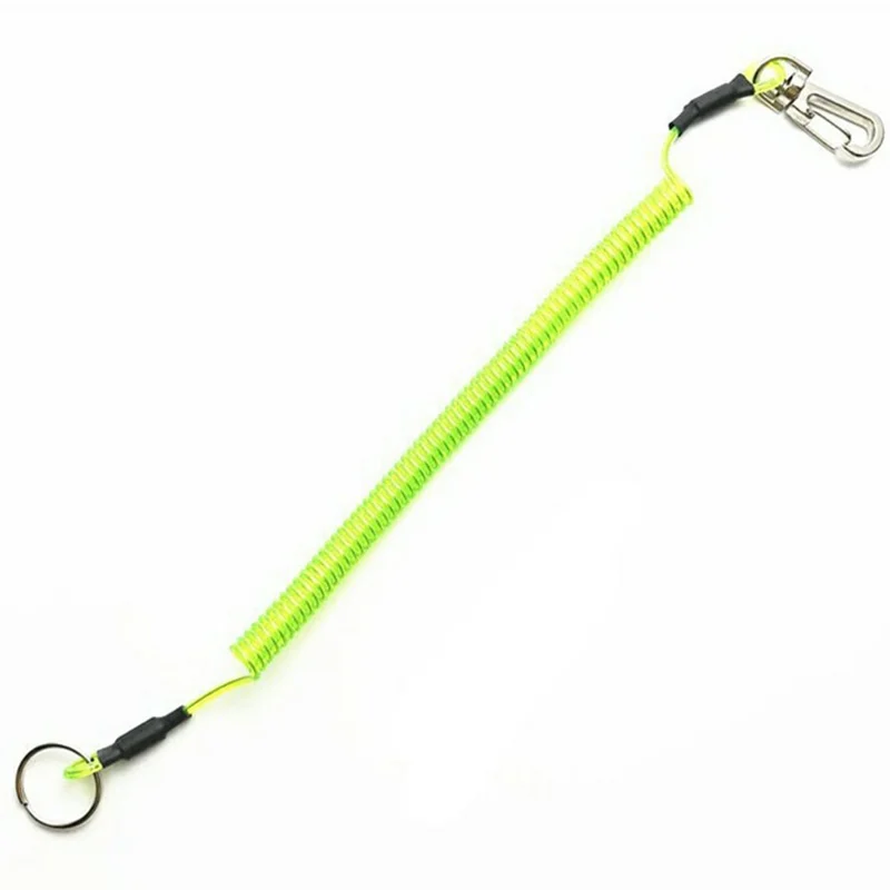 Coil Spring Keychain Cell Phone Lanyard Safety Rope Stretchy Elastic Strap - Black - Green