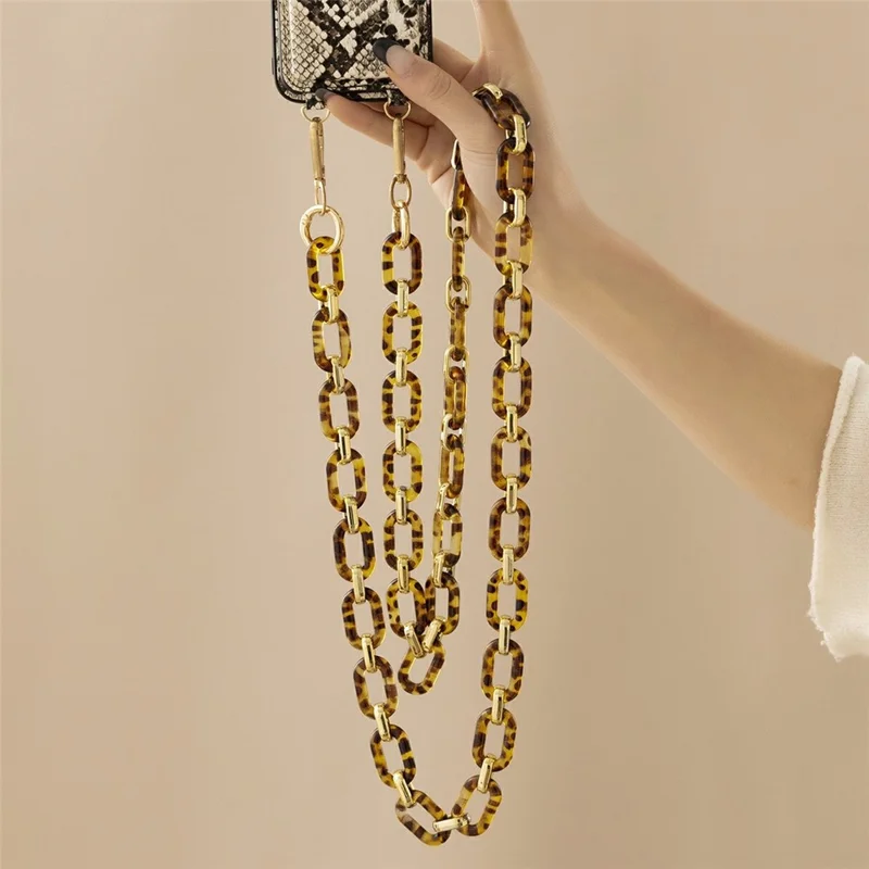 120cm Acrylic Chain Strap Phone Crossbody Strap  Anti-Loss Lanyard - Leopard