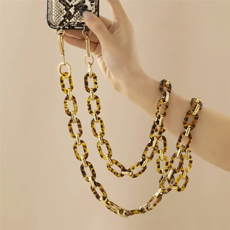 120cm Acrylic Chain Strap Phone Crossbody Strap  Anti-Loss Lanyard - Leopard
