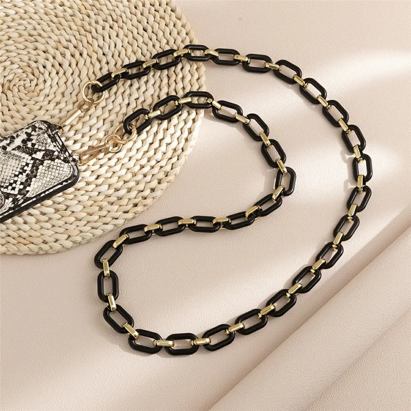 120cm Acrylic Chain Strap Phone Crossbody Strap  Anti-Loss Lanyard - Black