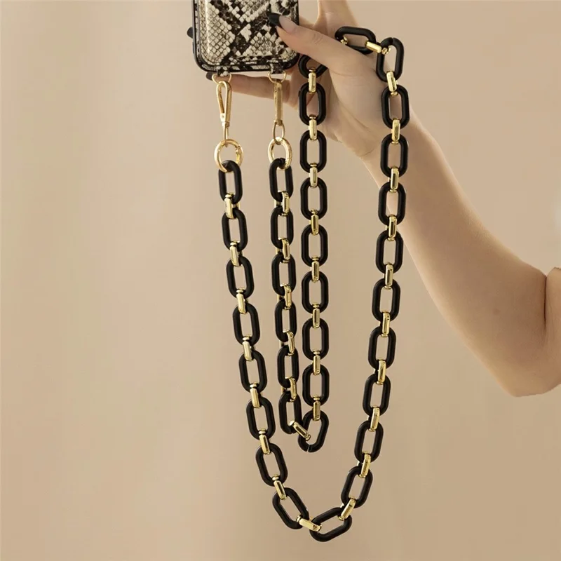 120cm Acrylic Chain Strap Phone Crossbody Strap  Anti-Loss Lanyard - Black