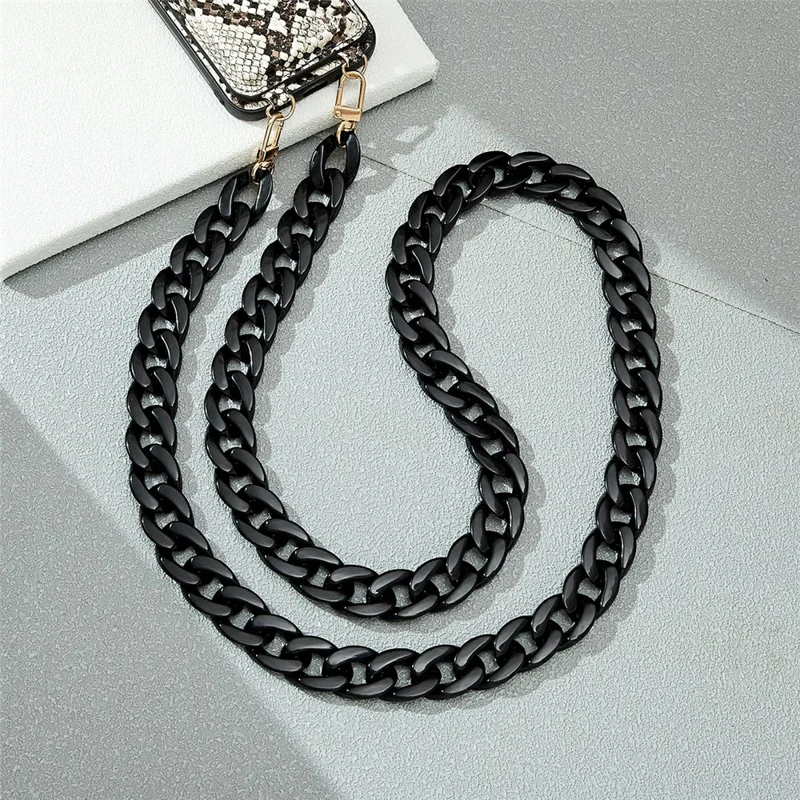 110cm Acrylic Chain Phone Shoulder Strap Anti-Loss Crossbody Strap - Black