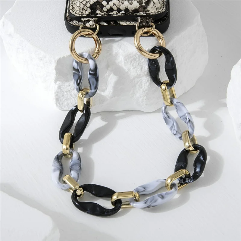 34cm+4cm Acrylic Mobile Phone Wrist Strap Stylish Phone Charm Strap Lanyard - Black Grey