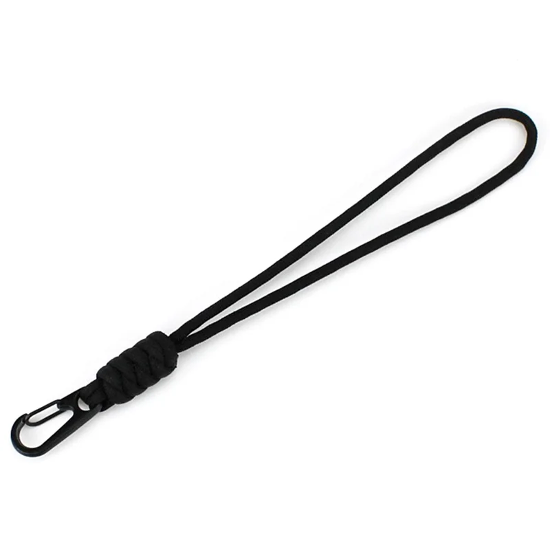 21cm Phone Hand Strap 4mm 7-Core Paracord Braided Lanyard for Keychain ID Badge Holder - Black