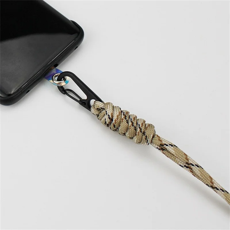 21cm Phone Hand Strap 4mm 7-Core Paracord Braided Lanyard for Keychain ID Badge Holder - Black