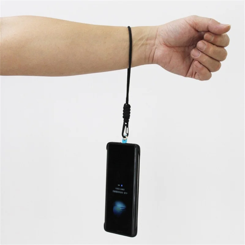 21cm Phone Hand Strap 4mm 7-Core Paracord Braided Lanyard for Keychain ID Badge Holder - Black