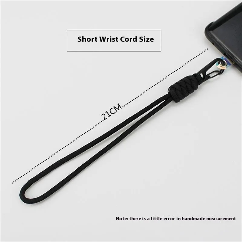 21cm Phone Hand Strap 4mm 7-Core Paracord Braided Lanyard for Keychain ID Badge Holder - Black