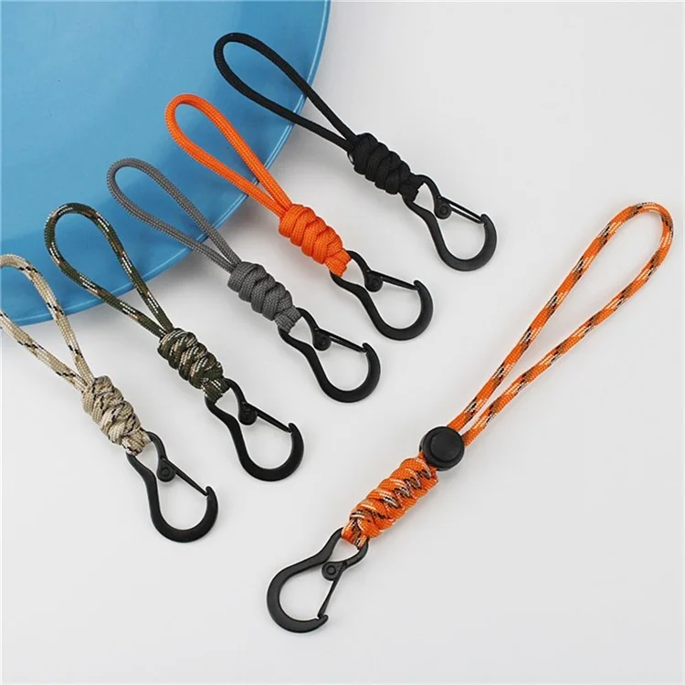 22cm Keychain Strap 4mm 7-Core Paracord Anti-Lost Key Ring Holder Strap Lanyard - Black