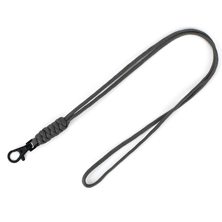 48cm Neck Strap 4mm 7-Core Paracord Braided Lanyard for Key Ring ID Badge Holder - Grey