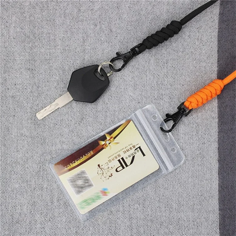48cm Neck Strap 4mm 7-Core Paracord Braided Lanyard for Key Ring ID Badge Holder - Grey