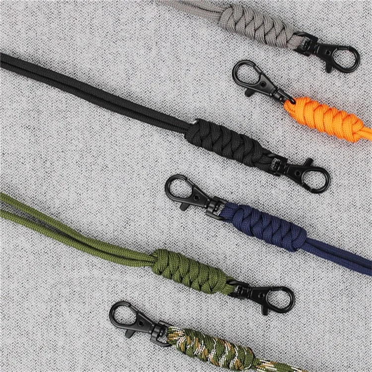 48cm Neck Strap 4mm 7-Core Paracord Braided Lanyard for Key Ring ID Badge Holder - Grey