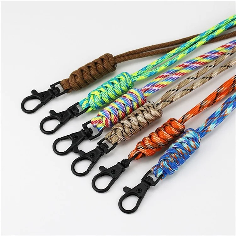 48cm Neck Strap 4mm 7-Core Paracord Braided Lanyard for Key Ring ID Badge Holder - Grey
