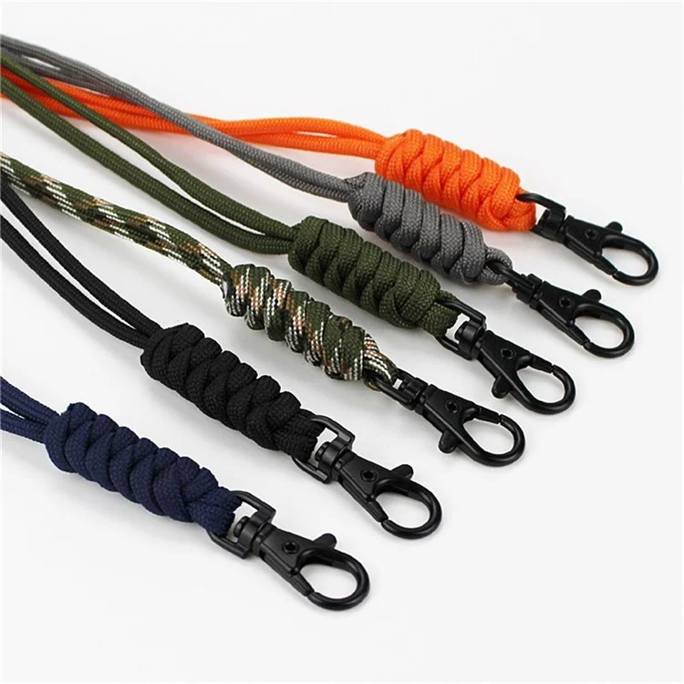 48cm Neck Strap 4mm 7-Core Paracord Braided Lanyard for Key Ring ID Badge Holder - Grey