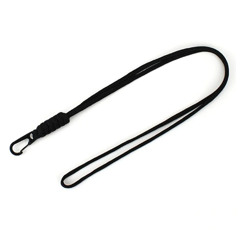 48cm Keychain Holder Strap 4mm 7-Core Paracord Braided Anti-Loss Lanyard Neck Strap - Black