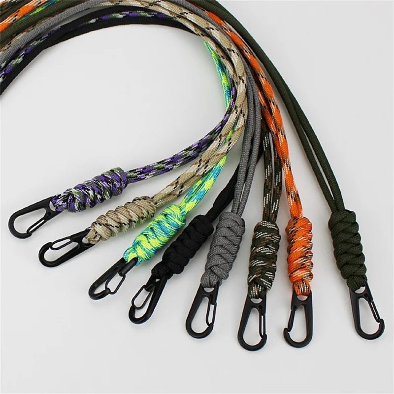 48cm Keychain Holder Strap 4mm 7-Core Paracord Braided Anti-Loss Lanyard Neck Strap - Black