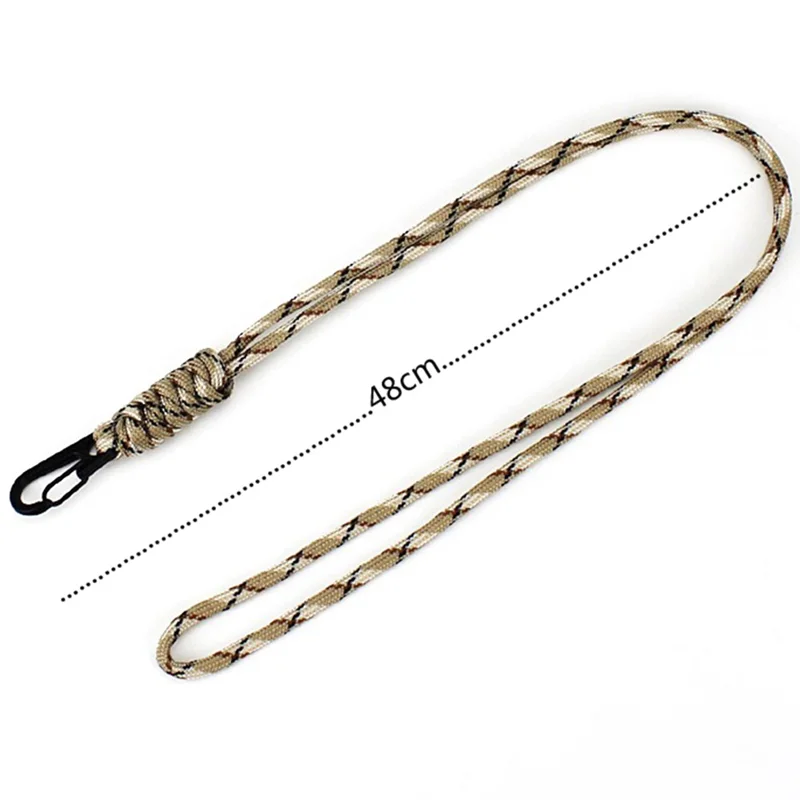 48cm Keychain Holder Strap 4mm 7-Core Paracord Braided Anti-Loss Lanyard Neck Strap - Black