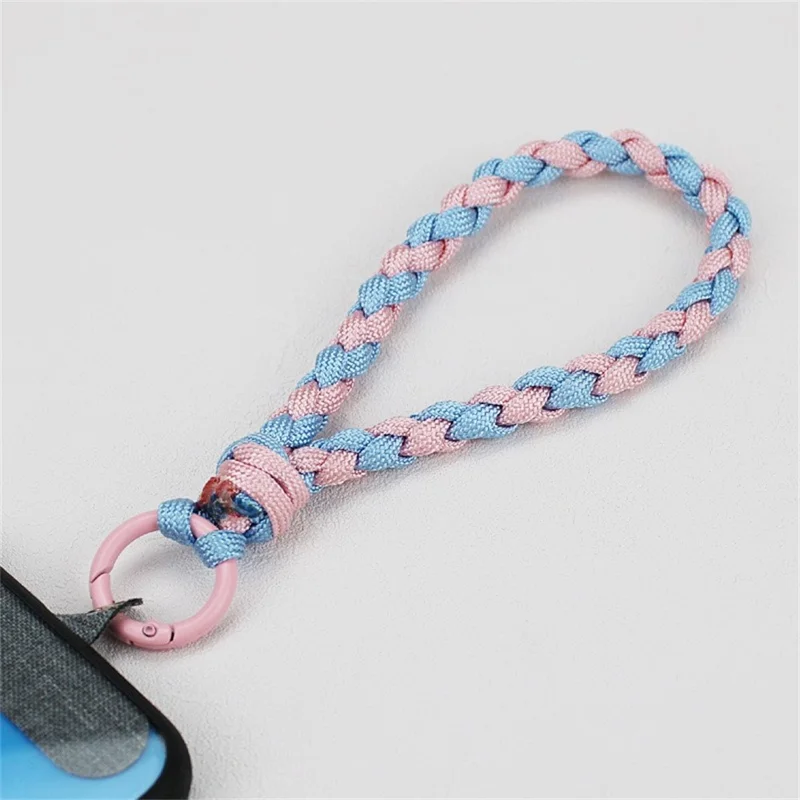 Strap de Muñeca de Teléfono de 16 cm 4 mm Paracord de 7 Núcleos Lanyard Anti-p-perdha Keychain Strap - Rosa+azul