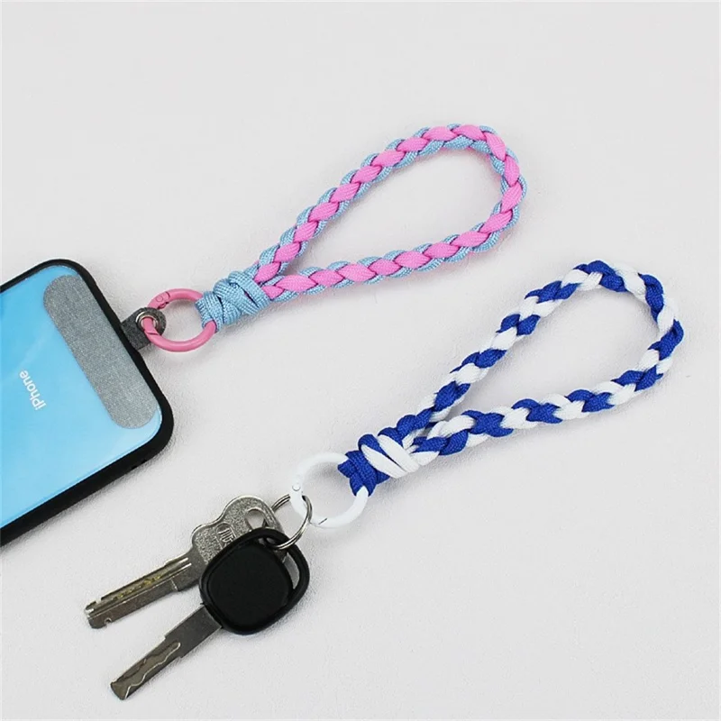 Strap de Muñeca de Teléfono de 16 cm 4 mm Paracord de 7 Núcleos Lanyard Anti-p-perdha Keychain Strap - Rosa+azul