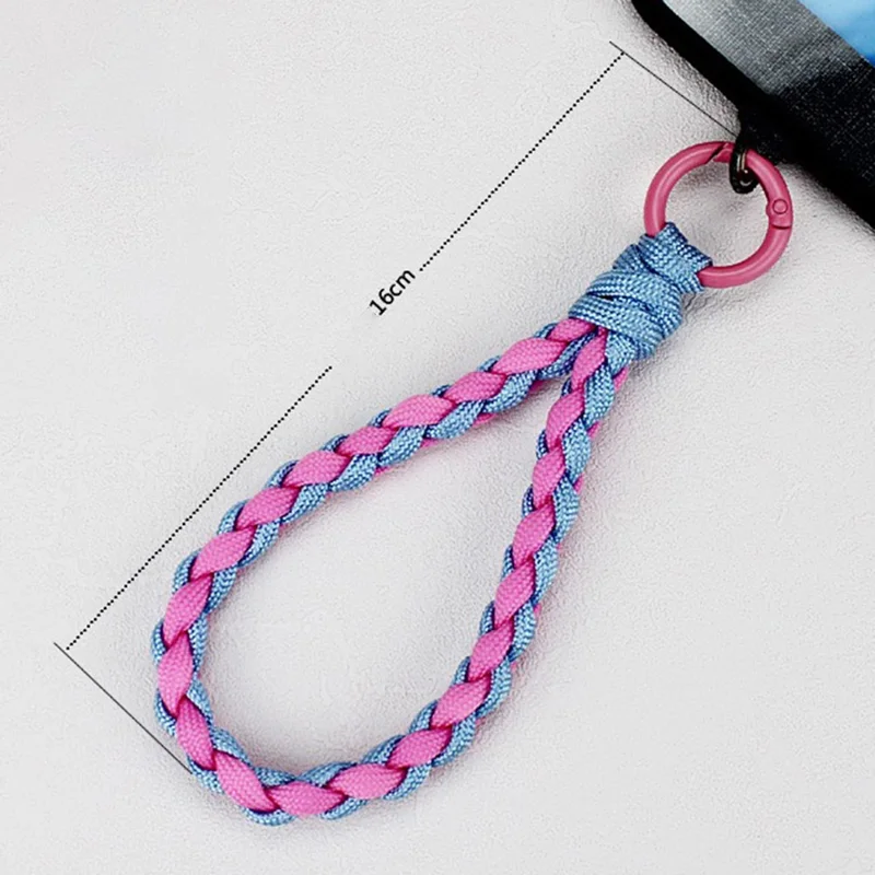 Strap de Muñeca de Teléfono de 16 cm 4 mm Paracord de 7 Núcleos Lanyard Anti-p-perdha Keychain Strap - Rosa+azul