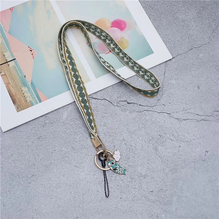80 cm Telefon Lanyard Hanging Neck Fisch Anhänger Anti-verloren - Grün