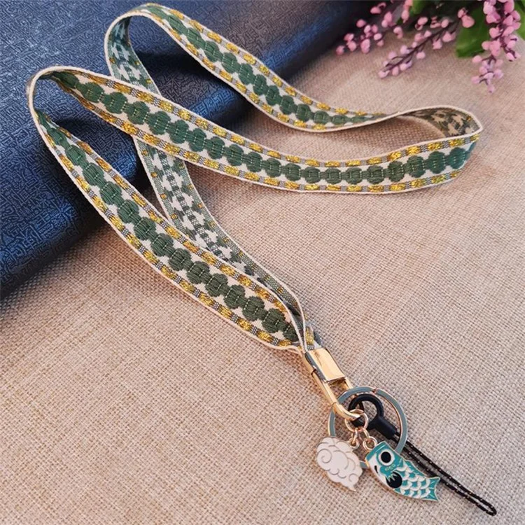 80 cm Telefon Lanyard Hanging Neck Fisch Anhänger Anti-verloren - Grün