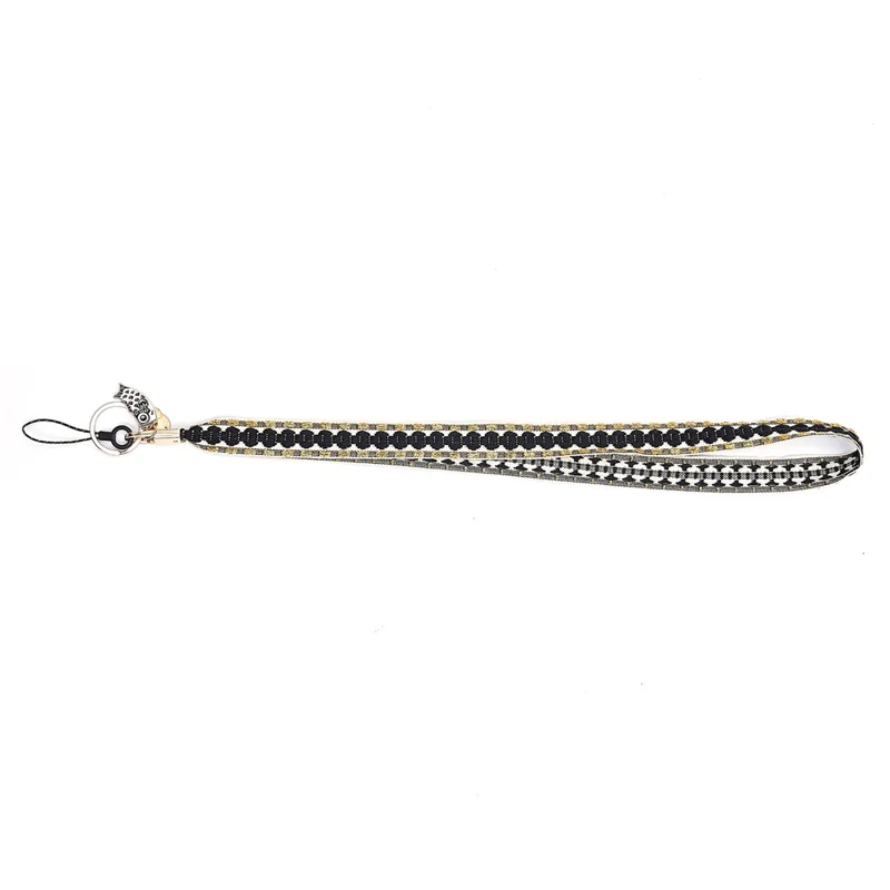 80cm Phone Lanyard Hanging Neck Fish Pendant Anti-lost Hand Wrist Strap Shoulder Neck Strap for Mobile Phone Shell - Black