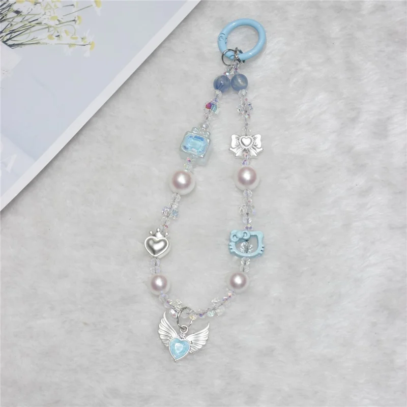 Coloque do Celular 28cm Wing Charm Chain Chain Wrist Screp - Azul