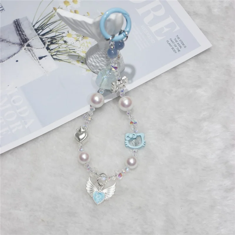 Coloque do Celular 28cm Wing Charm Chain Chain Wrist Screp - Azul