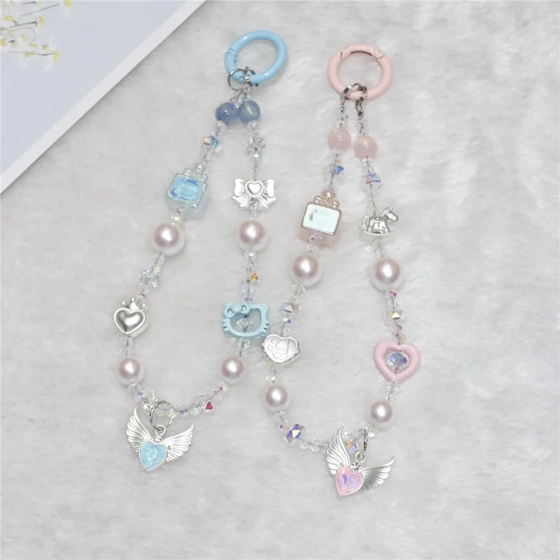 Coloque do Celular 28cm Wing Charm Chain Chain Wrist Screp - Azul