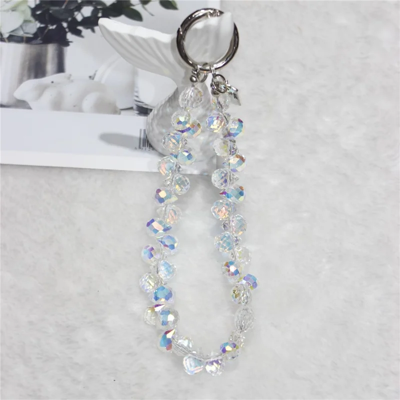 Cell Phone Lanyard 26cm Colorful Crystal Charm Phone Chain Wrist Strap - Type A