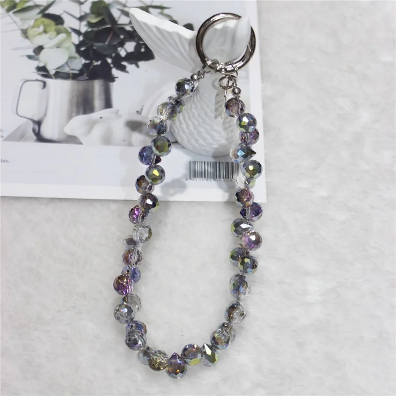 Cell Phone Lanyard 26cm Colorful Crystal Charm Phone Chain Wrist Strap - Type F
