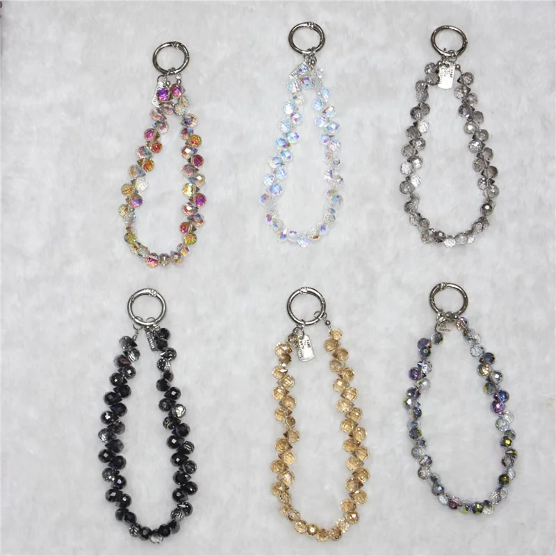 Cell Phone Lanyard 26cm Colorful Crystal Charm Phone Chain Wrist Strap - Type F