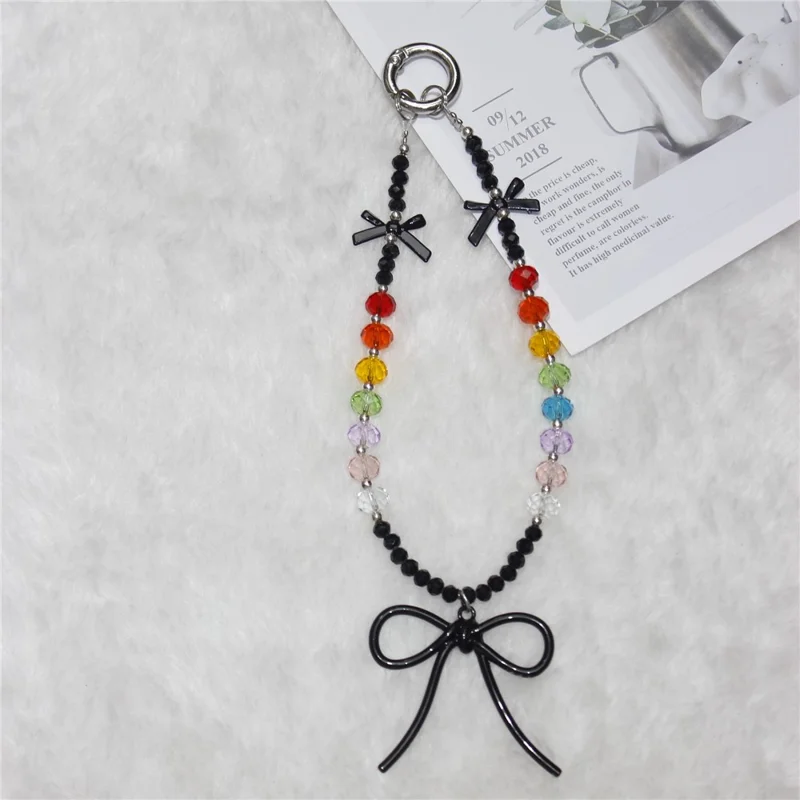Película Celular Lanyard de 26 cm Beads de Color Cinta de Muñeca de Muñeca de Muñeca - Con Arco