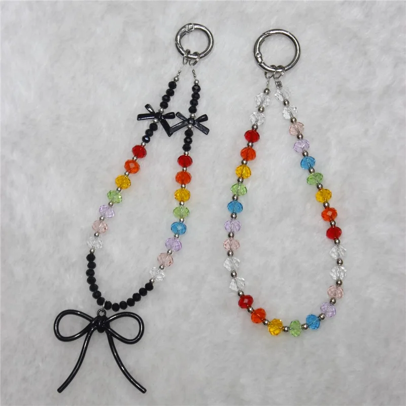 Película Celular Lanyard de 26 cm Beads de Color Cinta de Muñeca de Muñeca de Muñeca - Con Arco