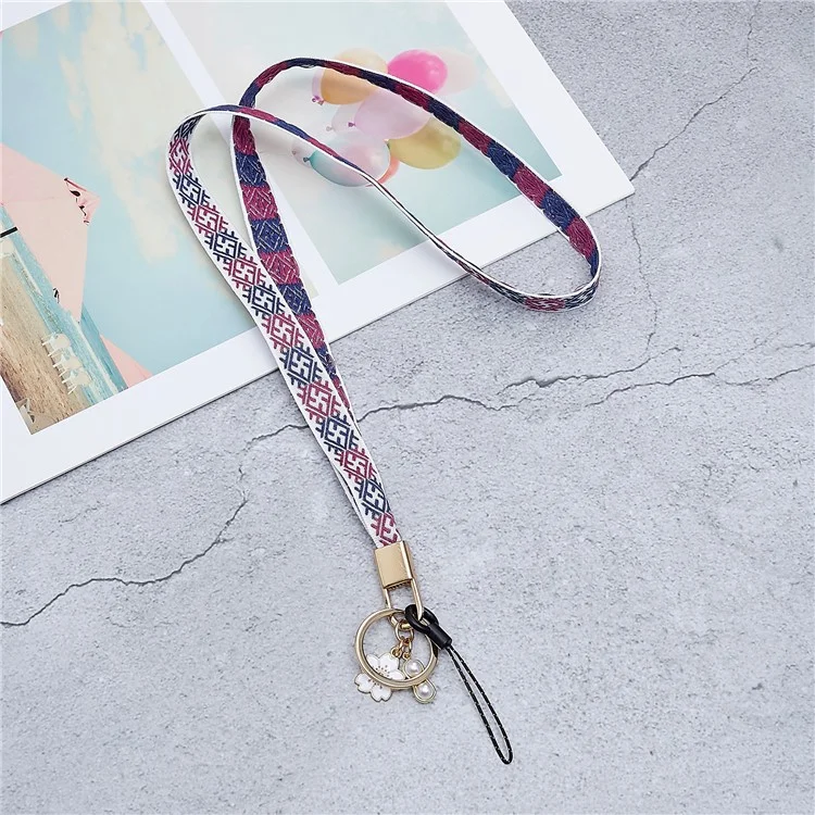 80 cm Handy Lanyard Blume Anhänger Crossbody Phone Lanyard Telefon Handgelenksgurt Hals Lanyard Schultergurt - Dunkelblau