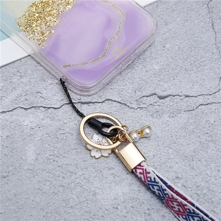 80 cm Handy Lanyard Blume Anhänger Crossbody Phone Lanyard Telefon Handgelenksgurt Hals Lanyard Schultergurt - Dunkelblau