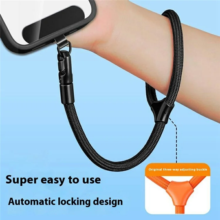 7 mm Verstellbarer Ringgerportgurt Polyester Telefon Lanyard Mit Tether Tab - Schwarz