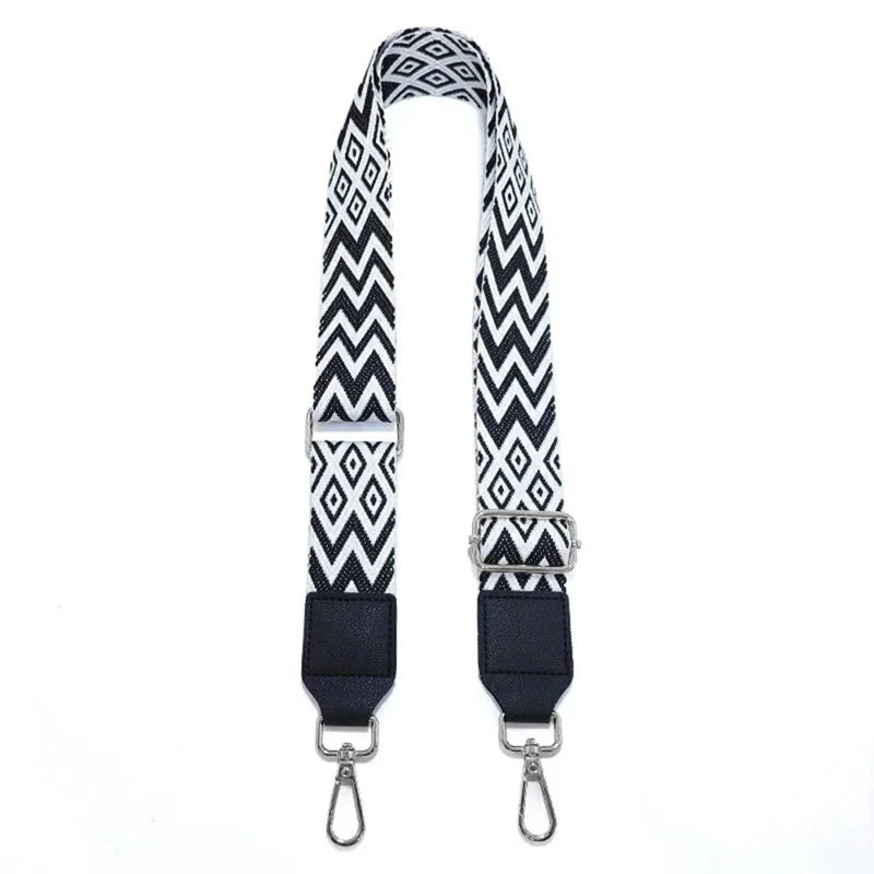 3.8cm Width Adjustable Replacement Shoulder Strap for Phone, Bag, Camera, Crossbody Strap with Silver Buckle - White