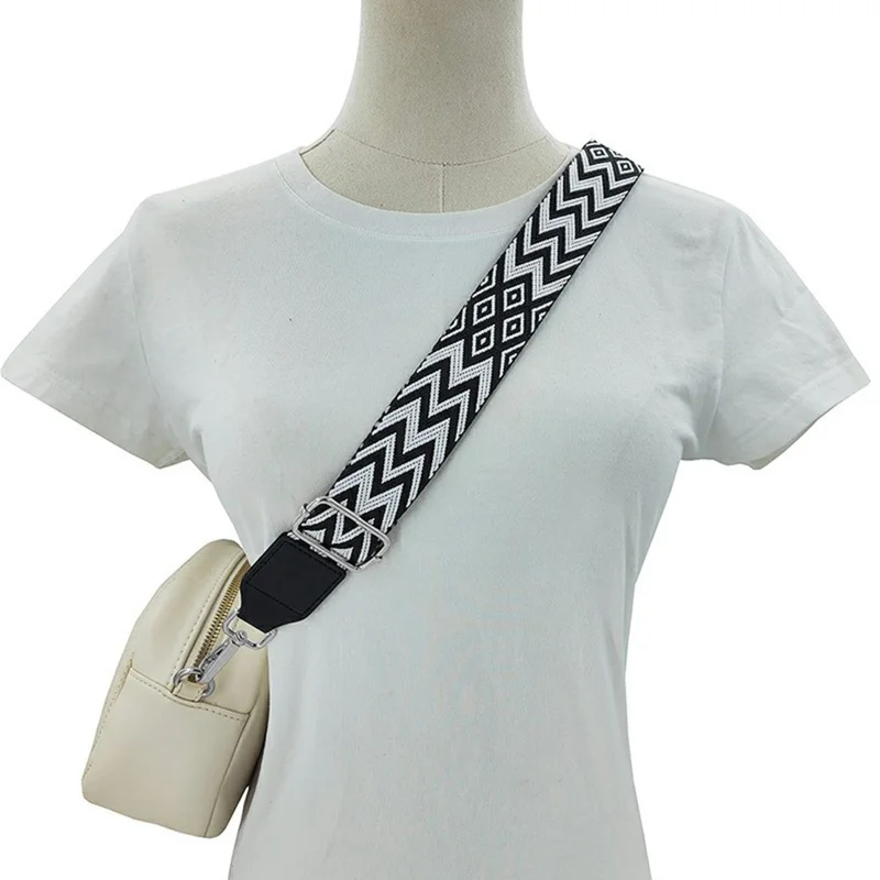 3.8cm Width Adjustable Replacement Shoulder Strap for Phone, Bag, Camera, Crossbody Strap with Silver Buckle - White