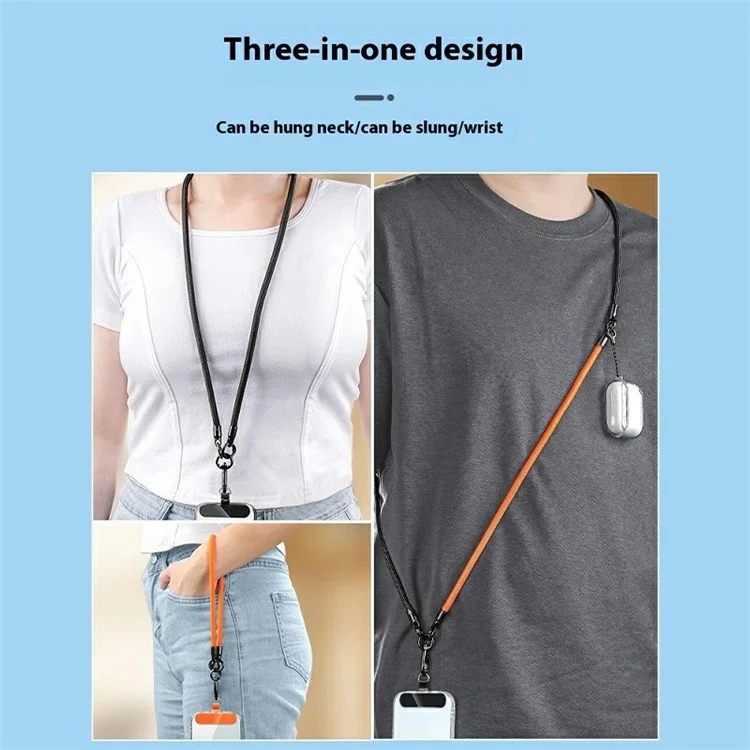 3-in-1 Multi-Functional Detachable Phone Lanyard with Tether Tab, Anti-Loss Phone Crossbody Strap - Wine Red