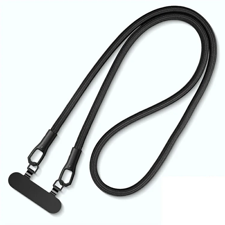 Cinta de Pescoço de 90 mm Com Guia Tetter, Proteção Contra Derrubada da Derrota Dupla Fivela Celular Lanyard Longo - Preto