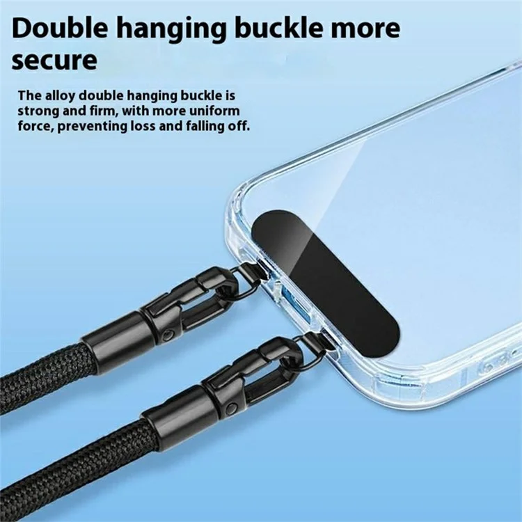 Cinta de Pescoço de 90 mm Com Guia Tetter, Proteção Contra Derrubada da Derrota Dupla Fivela Celular Lanyard Longo - Preto