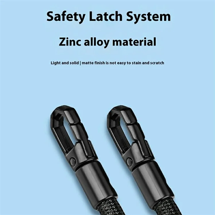Cinta de Pescoço de 90 mm Com Guia Tetter, Proteção Contra Derrubada da Derrota Dupla Fivela Celular Lanyard Longo - Preto
