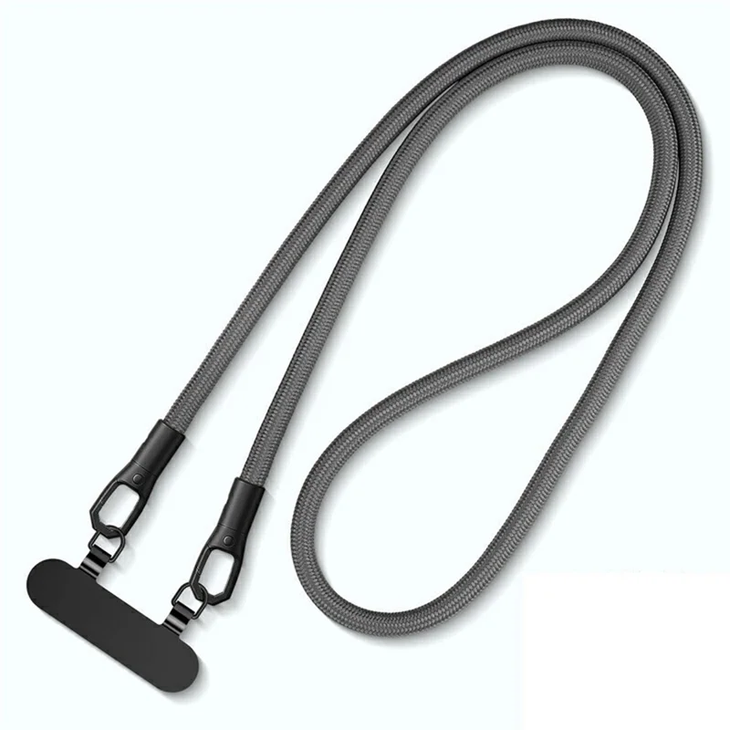 7mm Neck Strap with Tether Tab, Anti-Loss Drop Protection Double Buckle Cell Phone Long Lanyard - Grey