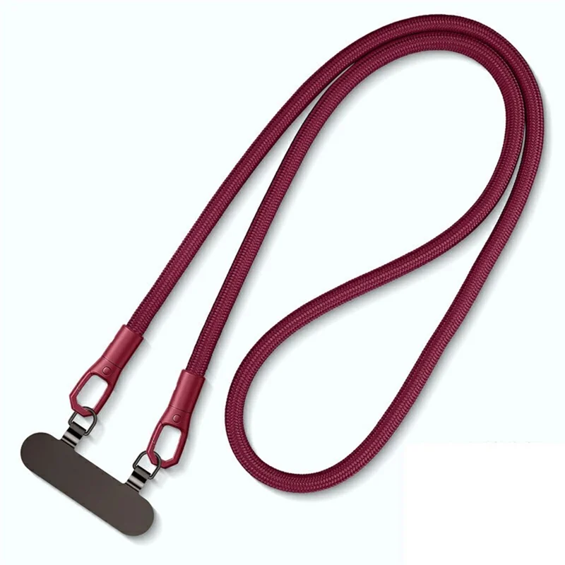 7mm Neck Strap with Tether Tab, Anti-Loss Drop Protection Double Buckle Cell Phone Long Lanyard - Wine Red
