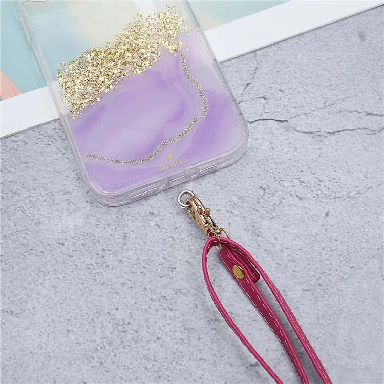 Universal Cell Phone Lanyard Adjustable PU Leather Neck Lanyard Crossbody Neck Strap Wrist Strap with Transparent Pad - Rose