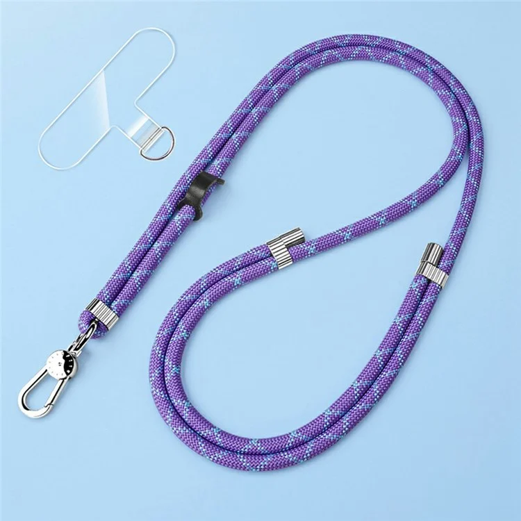 8mm Adjustanle Nylon Phone Lanyard Zinc Alloy Buckle Crossbody Neck Strap with Bidirectional Clip - Purple Blue
