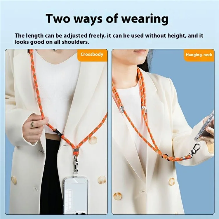 8mm Adjustanle Nylon Phone Lanyard Zinc Alloy Buckle Crossbody Neck Strap with Bidirectional Clip - Purple Blue